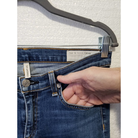 Rag & Bone Straight Leg Jeans in Clean La Paz Frayed Hem Blue Women's Size 29 - Picture 6 of 12